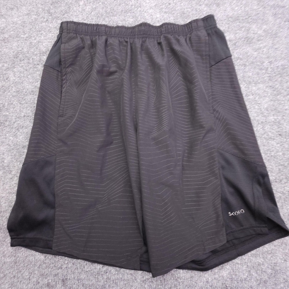 Skora Shorts Mens Medium Black Qwick-Dry Running Athletic‎ Zip Pocket Training